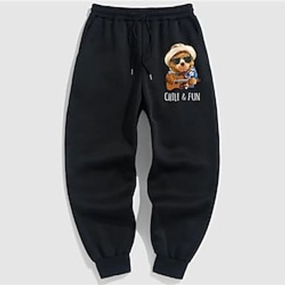 Animal Letter Casual Men's 3D Print Sweatpants Joggers Pants Trousers Outdoor Street Casual Daily Polyester Dark Brown Yellow Brown S M L Mid Waist Elasticity Pants Lightinthebox