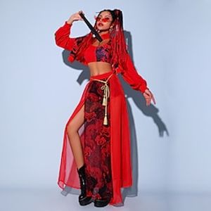 Hip-Hop Jazz Skirts Embroidery Women's Performance Daily Wear Long Sleeve Dropped Chiffon Tencel Lightinthebox