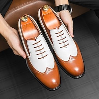 Men's Oxfords Derby Shoes Formal Shoes Brogue British Style Plaid Shoes Business Casual British Wedding Daily PU Breathable Comfortable Slip Resistant Lace-up Black Brown Color Block Spring Fall miniinthebox Men's Oxfords Derby Shoes Formal Shoes Brogue British Style Plaid Shoes Business Casual British Wedding Daily PU Breathable Comfortable Slip Resistant Lace-up Black Brown Color Block Spring Fall miniinthebox