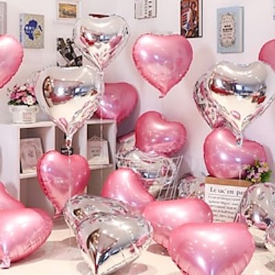 1pcs Valentine's Day 13inch Foil Balloon Love Heart For Valentine's Day Pink Float Empty Room Romantic Arrangement Knot Proposal Birthday Heart Decoration. miniinthebox