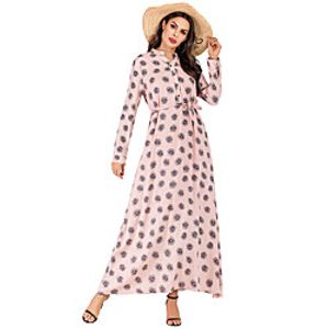 Women's Swing Dress Maxi long Dress Blushing Pink Long Sleeve Print Spring Summer Elegant  Luxurious 2021 L XL XXL Lightinthebox