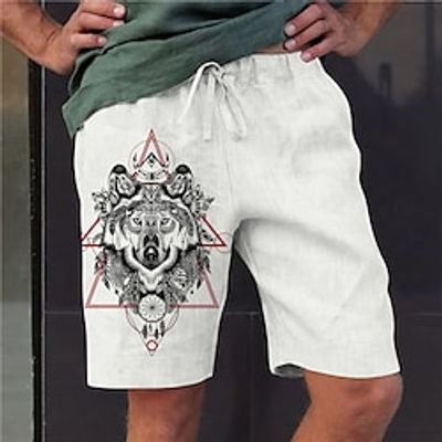 Men's Stylish Designer Straight Shorts Elastic Waist Print Short Pants Sports Outdoor Daily Graphic Prints Wolf Cotton Blend Comfort Breathable Mid Waist White S M L XL XXL miniinthebox Men's Stylish Designer Straight Shorts Elastic Waist Print Short Pants Sports Outdoor Daily Graphic Prints Wolf Cotton Blend Comfort Breathable Mid Waist White S M L XL XXL miniinthebox