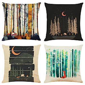 Forest Animal Double Side Cushion Cover 4PC Soft Decorative Square Throw Pillow Cover Cushion Case Pillowcase for Bedroom Livingroom Superior Quality Machine Washable Indoor Cushion for Sofa Couch Bed Chair Lightinthebox