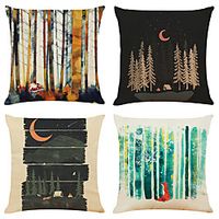 Forest Animal Double Side Cushion Cover 4PC Soft Decorative Square Throw Pillow Cover Cushion Case Pillowcase for Bedroom Livingroom Superior Quality Machine Washable Indoor Cushion for Sofa Couch Bed Chair Lightinthebox - thumbnail
