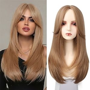 Blonde Wigs with Bangs Long Straight Blonde Wigs for Women Synthetic Hair Wigs with Full Fringe Colorful Cosplay Party Costume Wigs for Fashion Women(24 Inches) miniinthebox