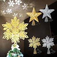 Christmas Tree Top Snowflake Pojection Lamp Iron 3D Star Dynamic Projection Christmas Snowsflake Decoration Lamp Xmas Gift Party Lightinthebox - thumbnail
