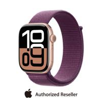 Apple Watch Series 10 GPS 46mm Rose Gold Aluminium Case with Plum Sport Loop| MWWV3QA/A