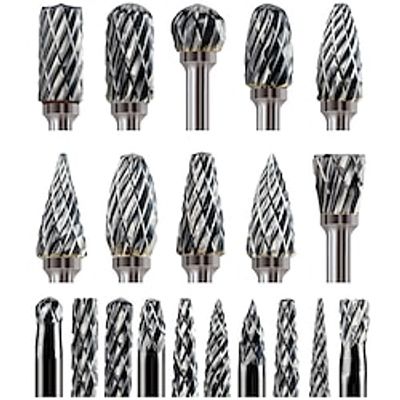Sworker Carbide Burr Set Compatible with Dremel 18 Shank 20PCS Die Grinder Rotary Tool Rasp Bits Wood Carving Accessories Attachments Cutting Burrs Metal Grinding Engraving Porting Double Cut Lightinthebox