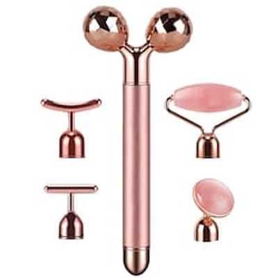 5-IN-1 Electric Jade Roller 3D Roller Facial Roller  Face Massager Rose Quartz Lightinthebox