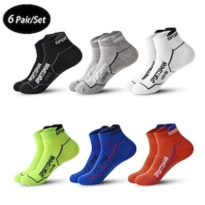Men's 6 Pack Multi Packs Socks Ankle Socks Low Cut Socks Running Socks Casual Socks Black White Color Color Block Sports  Outdoor Casual Daily Basic Medium Spring Fall Fashion Lightinthebox