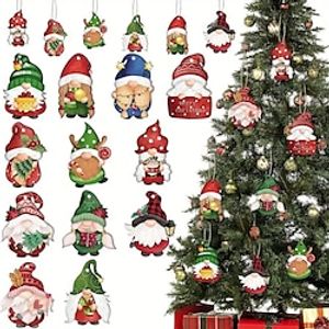 24pcs Christmas Gnome Hanging Wooden Decoration Set Gift Decoration Hanging Holiday Ambiance Decoration Christmas Tree Fireplace Window Hanging Christmas Party Supplies miniinthebox