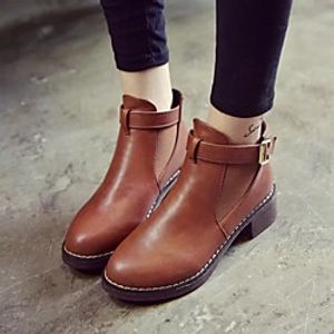 Women's Boots Block Heel Round Toe Booties Ankle Boots Daily PU Solid Colored Burgundy Gray Black Lightinthebox