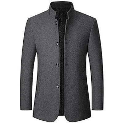Men's FallWinter Tweed Blazer Jacket Regular Slim Fit Keep Warm Single Breasted Four-buttons Black Burgundy Grey 2023 Lightinthebox