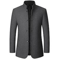Men's FallWinter Tweed Blazer Jacket Regular Slim Fit Keep Warm Single Breasted Four-buttons Black Burgundy Grey 2023 Lightinthebox - thumbnail