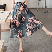 Women's Vacation Beach Elegant Streetwear Skirts Floral / Botanical Print Green Navy Blue miniinthebox - thumbnail