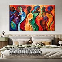 Abstract Figures Acrylic OIL Painting Handmade Modern Wall Art Painting Handmade Figurative Painting Abstract Wall Art Large Figure Abstract colorful wall Painting Lightinthebox