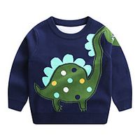 Kids Boys' Sweatshirt Long Sleeve Dinosaur Navy Blue Children Tops Fall Winter Cool Daily Indoor Outdoor Regular Fit 2-8 Years Lightinthebox - thumbnail
