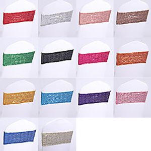 new european style elastic bandage sequins bowknot hotel wedding banquet table and chair cover with strap free back flower miniinthebox