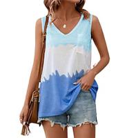 Women's Tank Top Color Block Daily Vacation Pocket Print White Sleeveless Casual V Neck Summer Lightinthebox