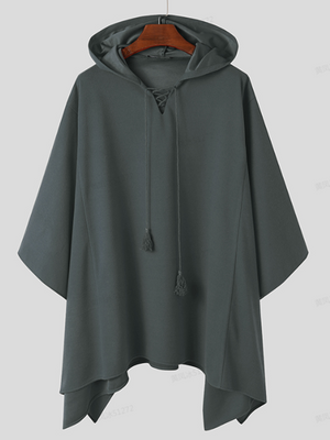 INCERUN Men Loose Baggy Lace Up Causal Cloak Cape Hoodie INCERUN Men Loose Baggy Lace Up Causal Cloak Cape Hoodie