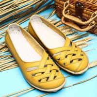 Hollow Out Leather Breathable Casual Slip On Moccasin For Wo - thumbnail