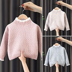 Kids Girls' Christmas Sweater Graphic School Other Prints Long Sleeve Crewneck Active 2-12 Years Spring Pink Blue Beige Lightinthebox