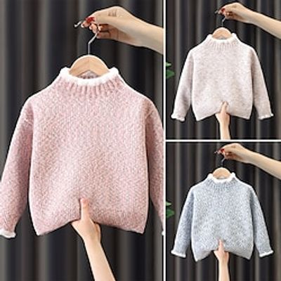 Kids Girls' Christmas Sweater Graphic School Other Prints Long Sleeve Crewneck Active 2-12 Years Spring Pink Blue Beige Lightinthebox