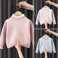 Kids Girls' Christmas Sweater Graphic School Other Prints Long Sleeve Crewneck Active 2-12 Years Spring Pink Blue Beige Lightinthebox - thumbnail