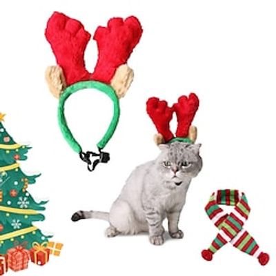 Creative New Pet Hat Dog Christmas Headwear Cat Headwear Deer Horn Elk Hair Accessories Hair Hoops Lightinthebox