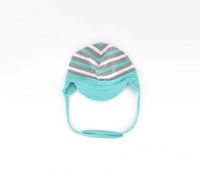 Toddlers Boys Stripe Beanie  Turquoise/Gray/White - thumbnail