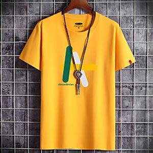 Men's T shirt Print Graphic Letter Round Neck Casual Daily Short Sleeve Tops Lightweight Formal Breathable White Black Dark Gray Lightinthebox