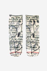 Womens Mostly Old Ladies Printed Sheer Socks  White Combo