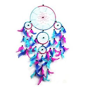 Boho Dream Catcher Handmade Gift Wall Hanging Decor Art Ornament Craft Feather 5 Circles for Kids Bedroom Wedding Festival 7522cm miniinthebox