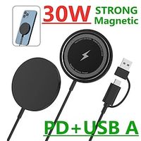 30W Magnetic Wireless Charger Fast Charging Pad Stand for IPhone 14 13 12 Pro Max Airpods PD Macsafe Phone Chargers Dock Station Lightinthebox - thumbnail
