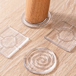 4pcs Transparent Silicone Furniture Foot Pads Table Legs Sofa Feet Pu Adhesive Sheets Table Corners Bed Corners Anti-Collision Bed Legs Silent And Non Slip Pads miniinthebox