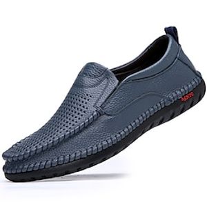 Men's Loafers  Slip-Ons Comfort Loafers Comfort Shoes Crib Shoes Hand Stitching Casual British Daily Cowhide Black Yellow Blue Summer Spring miniinthebox