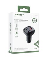 Acefast B3 66W USB-C + USB-C + USB-A 3 Port Metal Car Charger Black Acefast B3 66W USB-C + USB-C + USB-A 3 Port Metal Car Charger Black