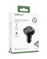 Acefast B3 66W USB-C + USB-C + USB-A 3 Port Metal Car Charger Black - thumbnail