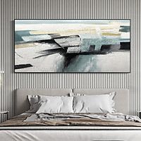 Handmade Oil Painting Canvas Wall Art Decoration Abstract Art Minimalist style for Home Decor Stretched Frame Hanging Painting Lightinthebox - thumbnail