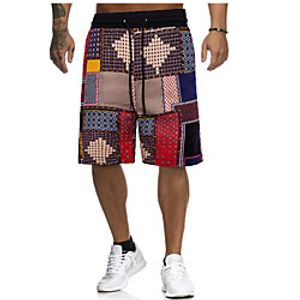 Men's Casual Cotton Loose Casual Daily Shorts Bermuda shorts Pants Color Block Knee Length Brown / Summer / Drawstring miniinthebox