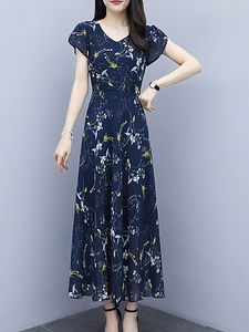 V- Neck Floral Printed Maxi Dress