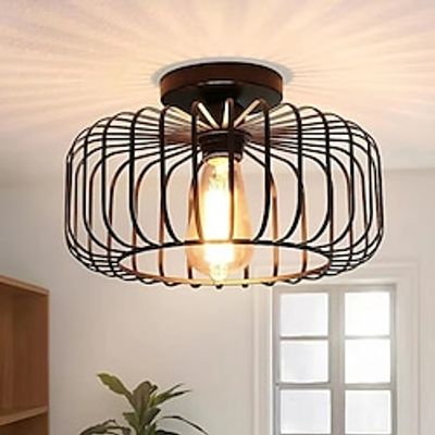 Semi Flush Mount Ceiling Light Fixture - Black Hallway Light Fixtures, Farmhouse Lamp for Nursery, Kids Room, Bedroom, Kitchen, Hallway, Entryway 110-240V Lightinthebox