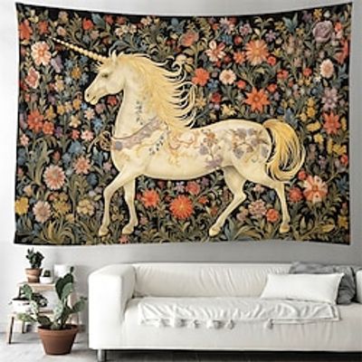 Floral Plant Unicorn Hanging Tapestry Wall Art Large Tapestry Mural Decor Photograph Backdrop Blanket Curtain Home Bedroom Living Room Decoration miniinthebox Floral Plant Unicorn Hanging Tapestry Wall Art Large Tapestry Mural Decor Photograph Backdrop Blanket Curtain Home Bedroom Living Room Decoration miniinthebox