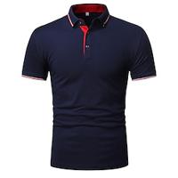 Men's Golf Shirt Golf Polo Work Casual Lapel Short Sleeve Basic Modern Plain Button Spring Summer Regular Fit Magenta Wine Black White Yellow Dark navy Golf Shirt Lightinthebox