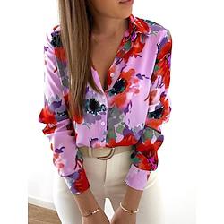 Women's Shirt Blouse Floral Daily Button Print Pink Long Sleeve Casual Shirt Collar Spring Summer Lightinthebox