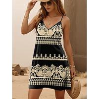 Women's Cami Dress Geometric Print V Neck Mini Dress Sleeveless Summer Lightinthebox