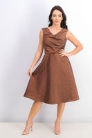 Womens V Neck A-Line Dress Copper Womens V Neck A-Line Dress Copper