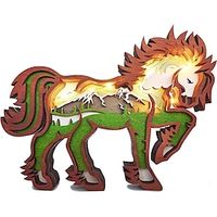 Lighted Christmas Wooden Crafts, Wood Carving Animal Crafts Creative Holiday Gift Desktop Decorations Multi-layer Carved Wooden Ornaments Lightinthebox - thumbnail