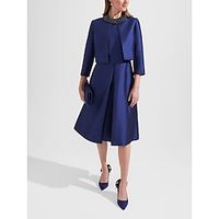 Two Piece A-Line Mother of the Bride Dress Wedding Guest Elegant Winter With Jacket Petite 34 Sleeve Scoop Neck Knee Length Satin Crystals Ruching 2023 Lightinthebox - thumbnail