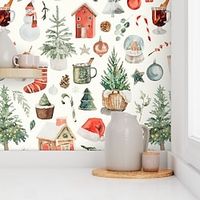 Christmas Floral Wallpaper Peel and Stick Wallpaper Removable Pvc/Vinyl Self Adhesive for Home Decor Wall Decor 17.7''x118''(45cmx300cm) miniinthebox - thumbnail